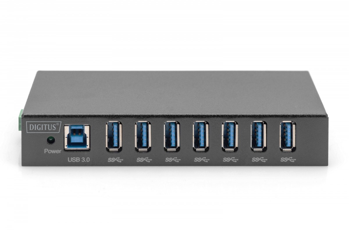 Hub/Koncentrator przemysłowy 7-portowy USB 3.0 SuperSpeed aktywny, metalowa konstrukcja, szyna DIN