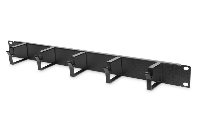 Organizer kablowy poziomy typu RING 19" 1U, 40x483x60mm, czarny 