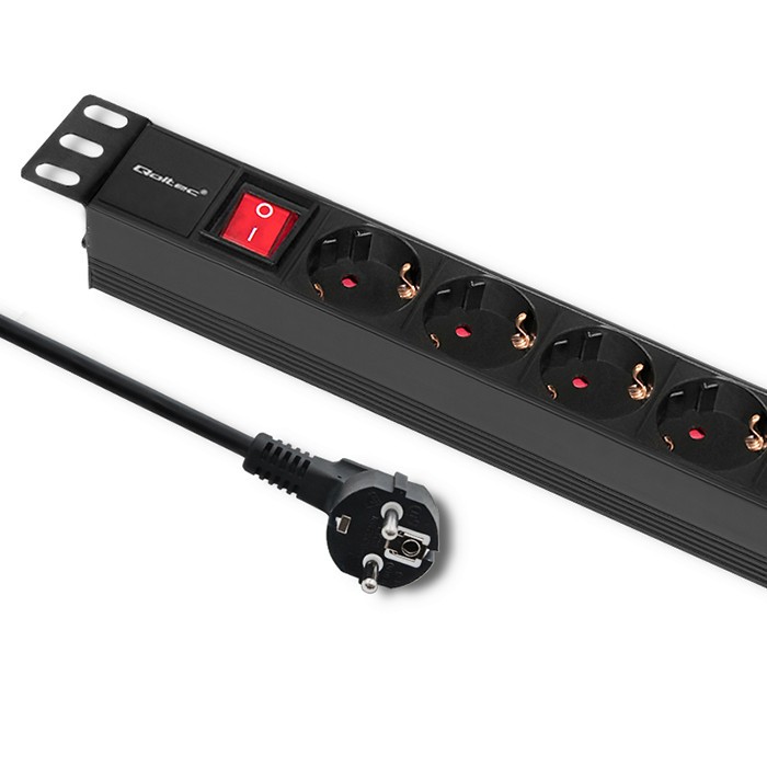 Listwa zasilająca do szafy RACK 1U | 16A | PDU | 8xSCHUKO | 2m 
