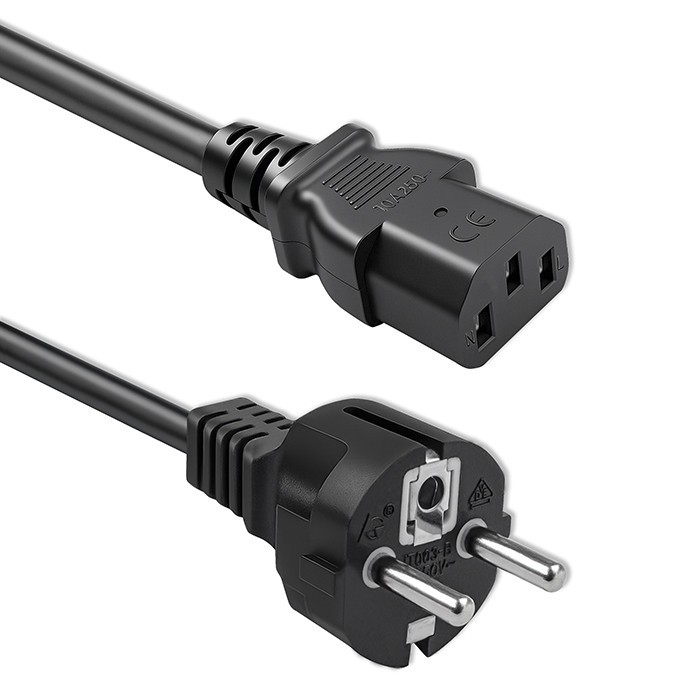 Kabel zasilający SCHUKO CEE 7/7 (E/F) | IEC C13 | 3x1.0mm2 | Czysta miedź Cu | 3m 