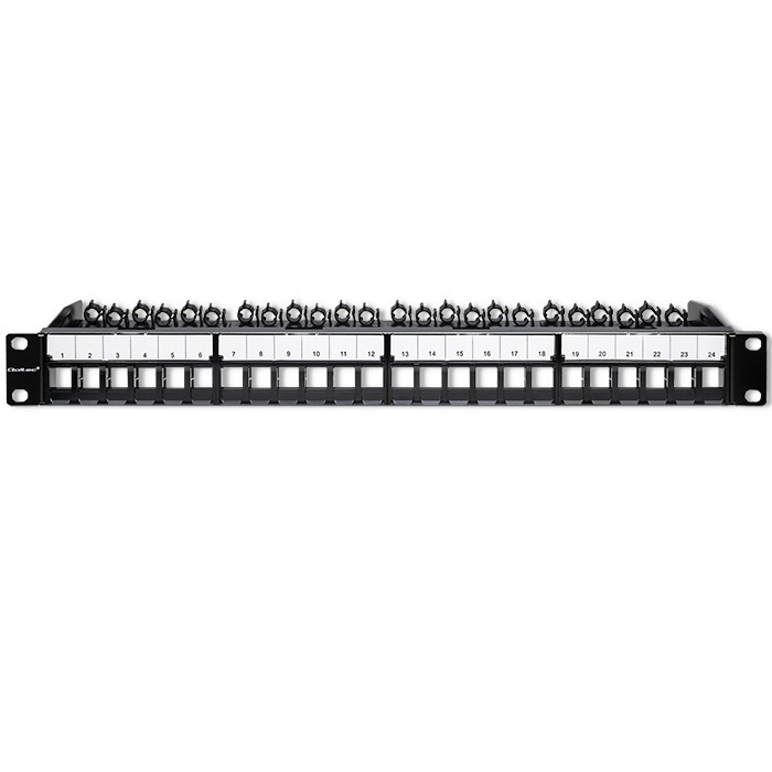Patch panel do szaf RACK 19" | 24 porty | 1U | UTP | Czarny 