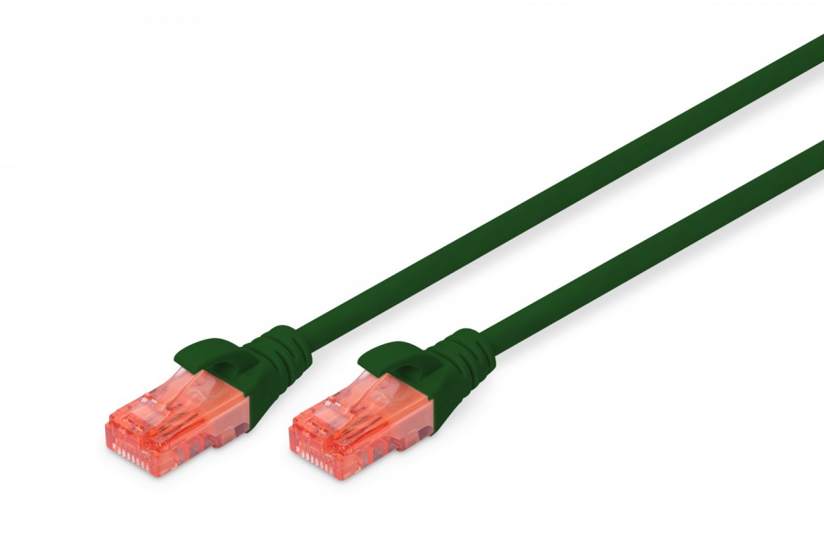 Patch cord U/UTP kat.6 PVC 0,5m Zielony 