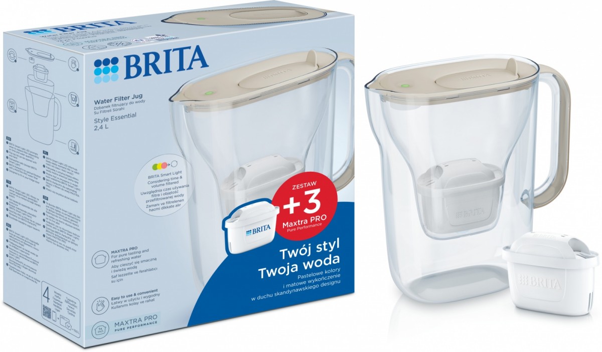 Dzbanek filtrujący Style Essential 2.4l + 3 wkłady, piaskowy