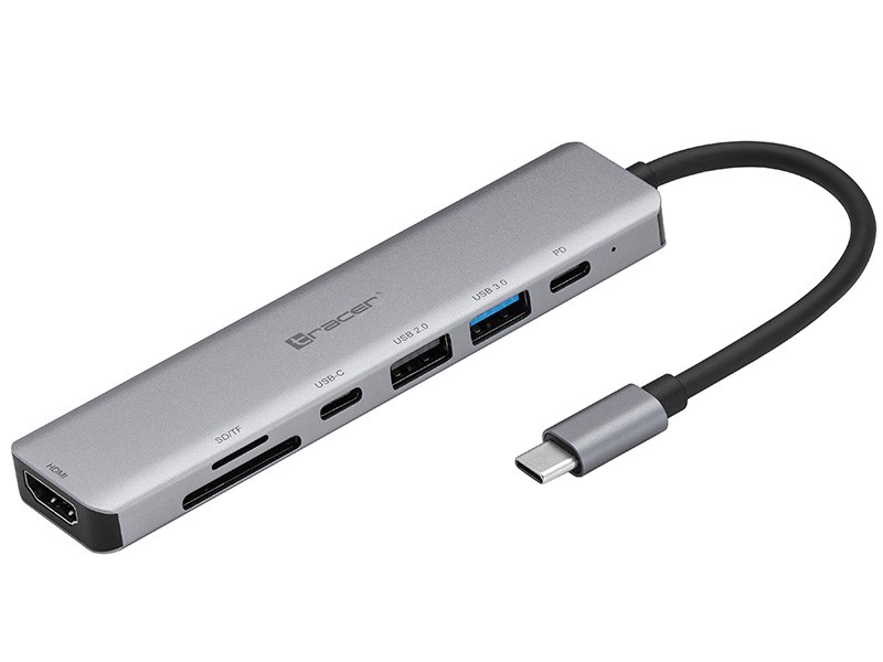 Adapter A-2, USB Type-C z czytnikiem kart, HDMI 4k, USB  3.0, PDW 60W 