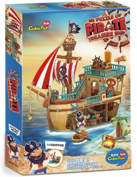 Puzzle 3D Statek piracki ze skarbem