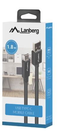 Kabel USB-C(M)->USB-A(M) 2.0 1.8m czarny BOX QC 3.0 