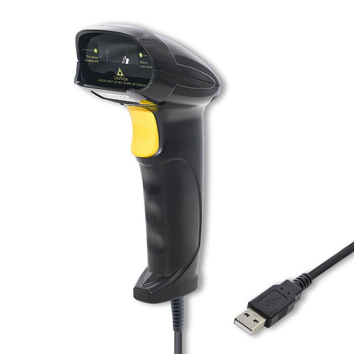 Laserowy czytnik kodów kreskowych 1D | USB | Czarny 