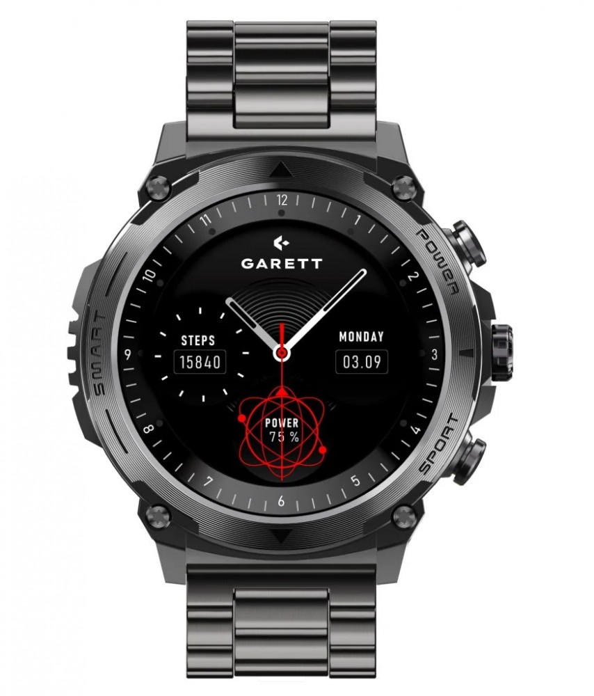 Smartwatch Garett Atom czarny stalowy 
