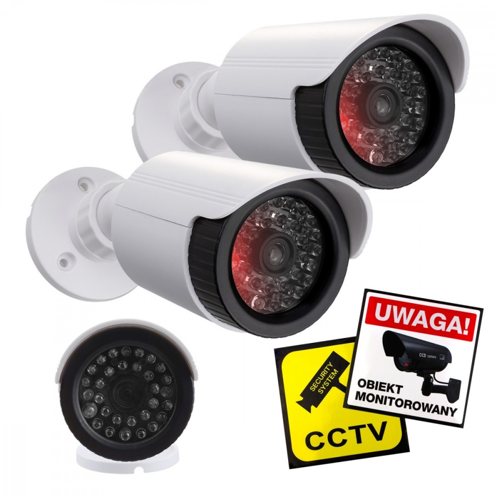 Zestaw dwóch atrap kamer IR1800 WT białe, zasilanie 2xAA, ABS, diody IR LED 
