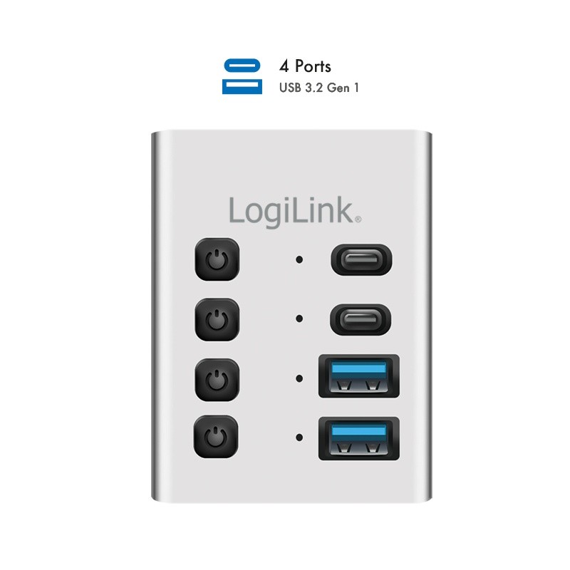 Hub 4xUSB3.2 Gen1 z przełącznikiem on/off 