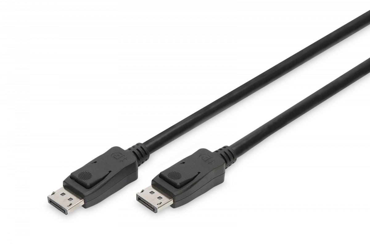 Kabel połączeniowy DisplayPort z zatrzaskami 8K 30Hz UHD Typ DP/DP M/M 1m Czarny 