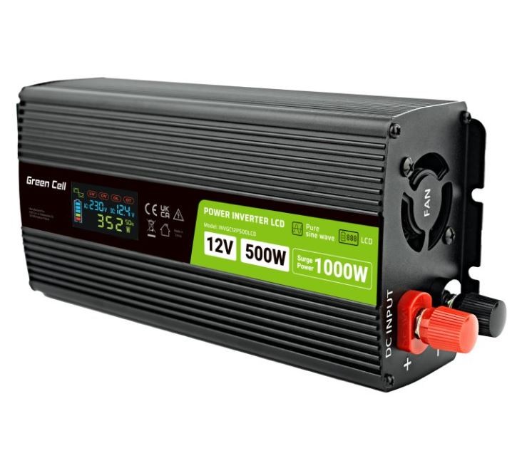 Przetwornica LCD 12V 500W/1000W Czysty sinus z wywietlaczem 