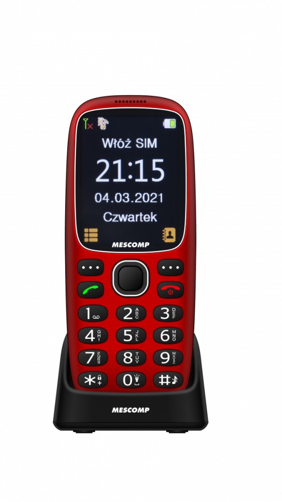 Telefon komórkowy dla seniorów Mescomp MT-166  Edgar Elegant SOS  4G Czerwony 