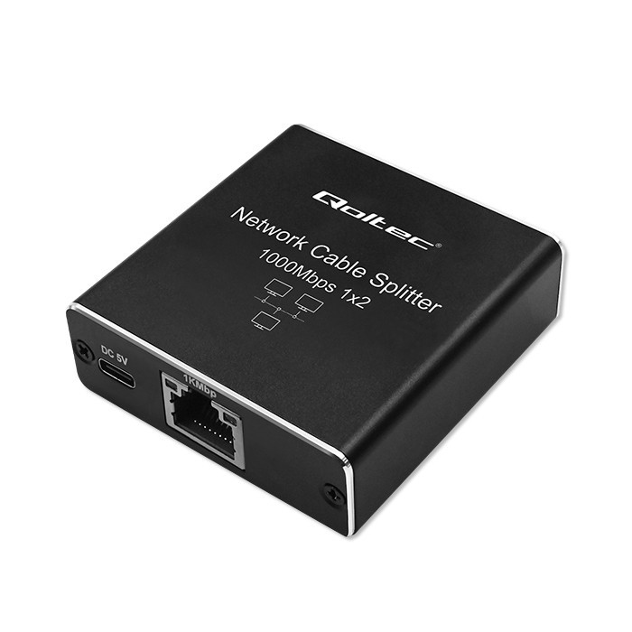 Rozdzielacz Splitter mini SWITCH 1x2 port RJ45 | 1000Mbps | USB-C| Aluminium 