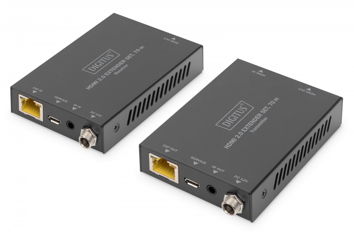 Przedłużacz / Extender HDMI 70m po skrętce kat.5e/6/7 4K 60Hz PoC (Power over Cable) (zestaw)