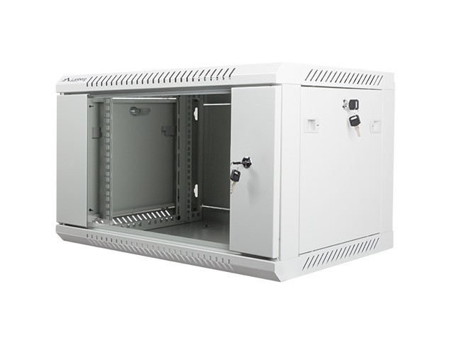 Szafa instalacyjna wisząca 19 cali 6U 600X450mm szara (drzwi szklane)