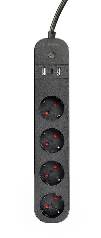 Inteligentna listwa Tuya 4xDE 2xUSB-A 1xUSB-C Czarna 