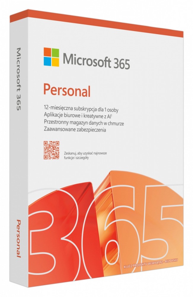 M365 Personal PL 1Y 1U 5D Win/Mac Box EP2-32454  Zastępuje P/N: QQ2-01752