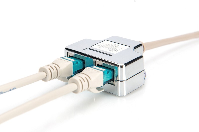 Adapter RJ45  na kablu / 2x gniazdo RJ45 kat.5e 