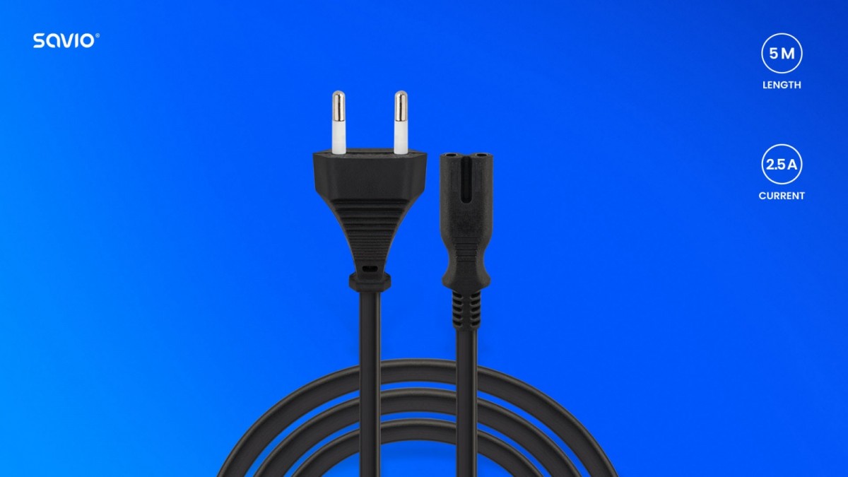 Kabel zasilający 2pin, 5m,  CL-185