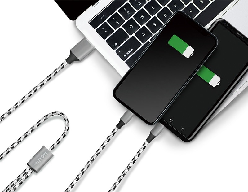 Kabel USB2.0 A/M do micro USB + USB-C, 1.2m 
