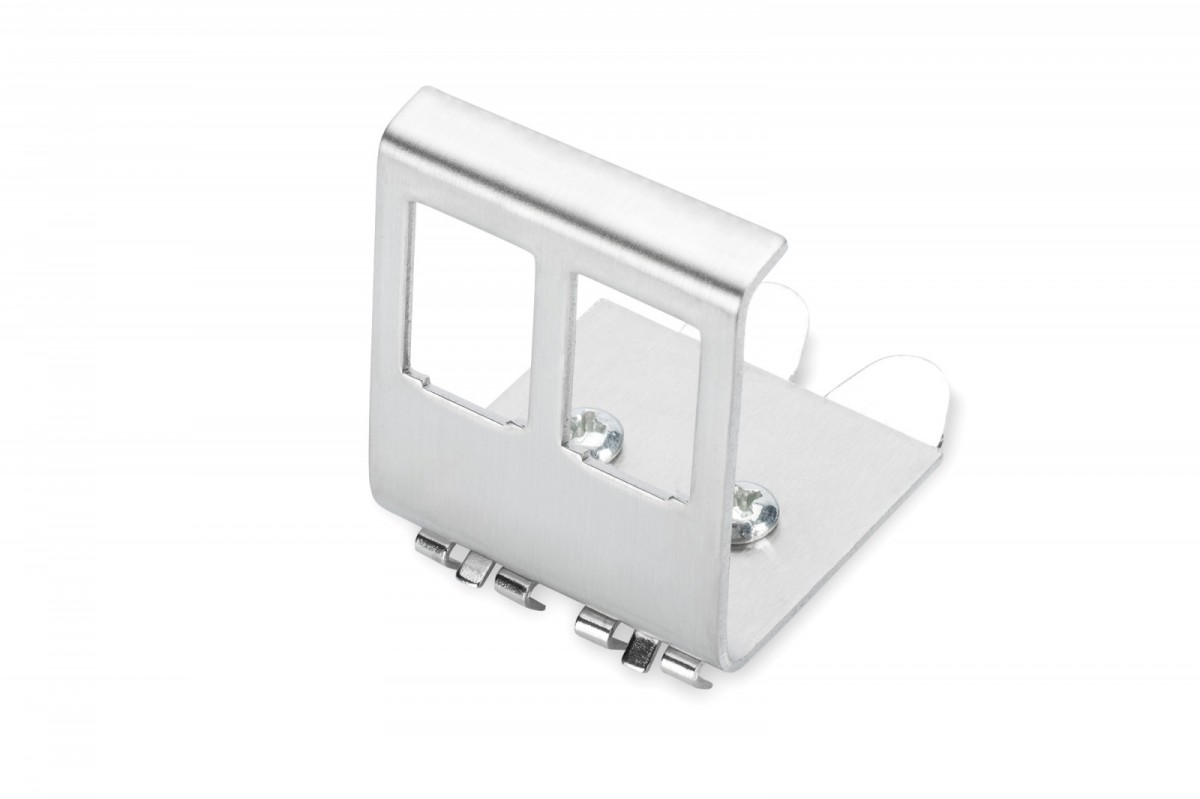 Adapter DIN na dwa moduły typu Keystone (2xKeystone) montaż pod kątem 45° metalowy