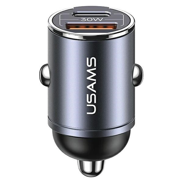 Ładowarka samochodowa 30W 1xUSB+1xUSB-C C38 Fast Charge Stalowa 