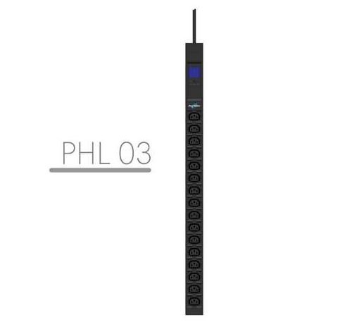 Listwa zasilająca rack pdu 19"  10a 16x iec c13 3m iec c14      miernik pionowa czarna 