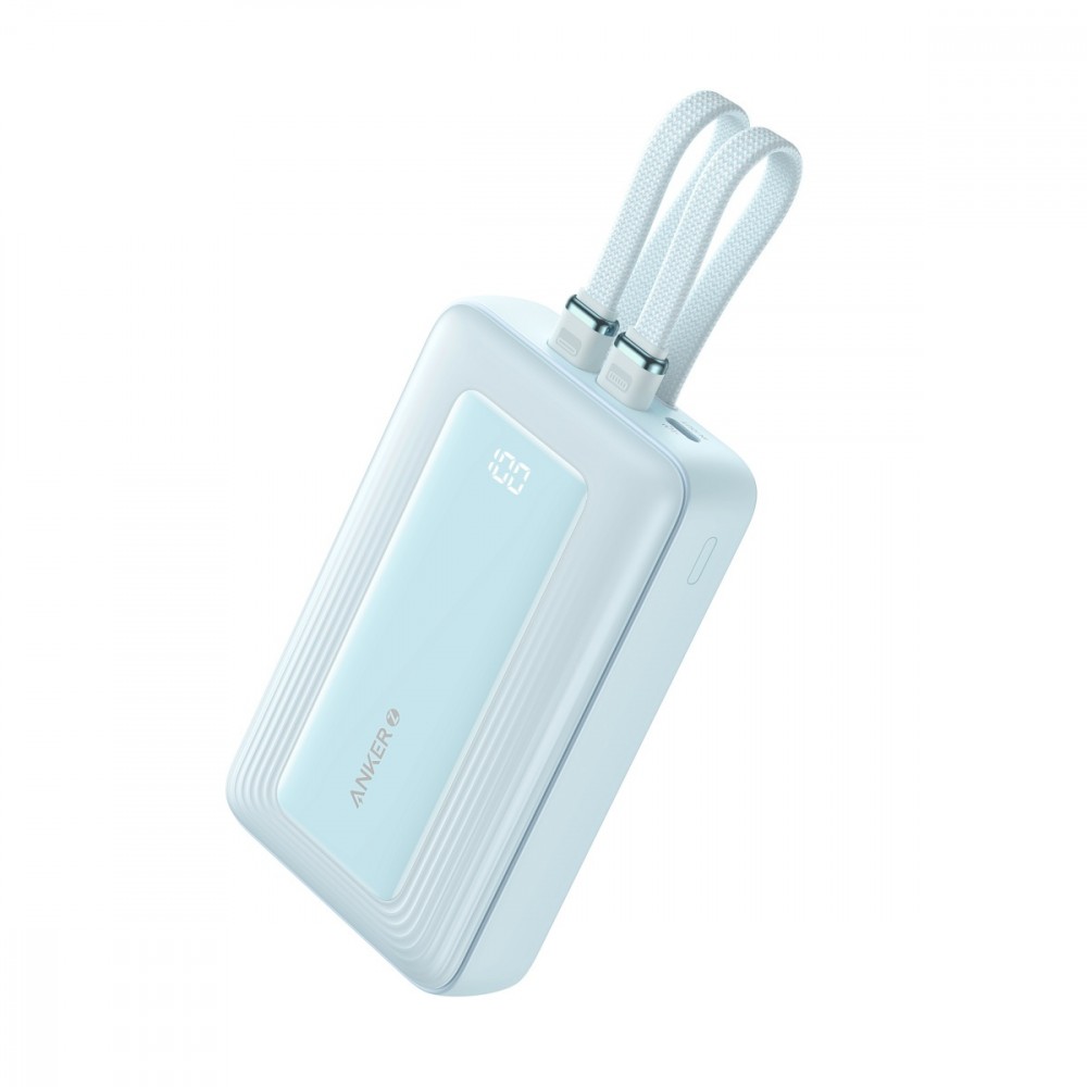 Powerbank ZOLO 20000mAh 30W wbudowany kabel USB-C oraz USB-Lightning, niebieski