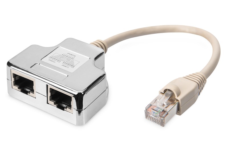 Adapter RJ45  na kablu / 2x gniazdo RJ45 kat.5e 