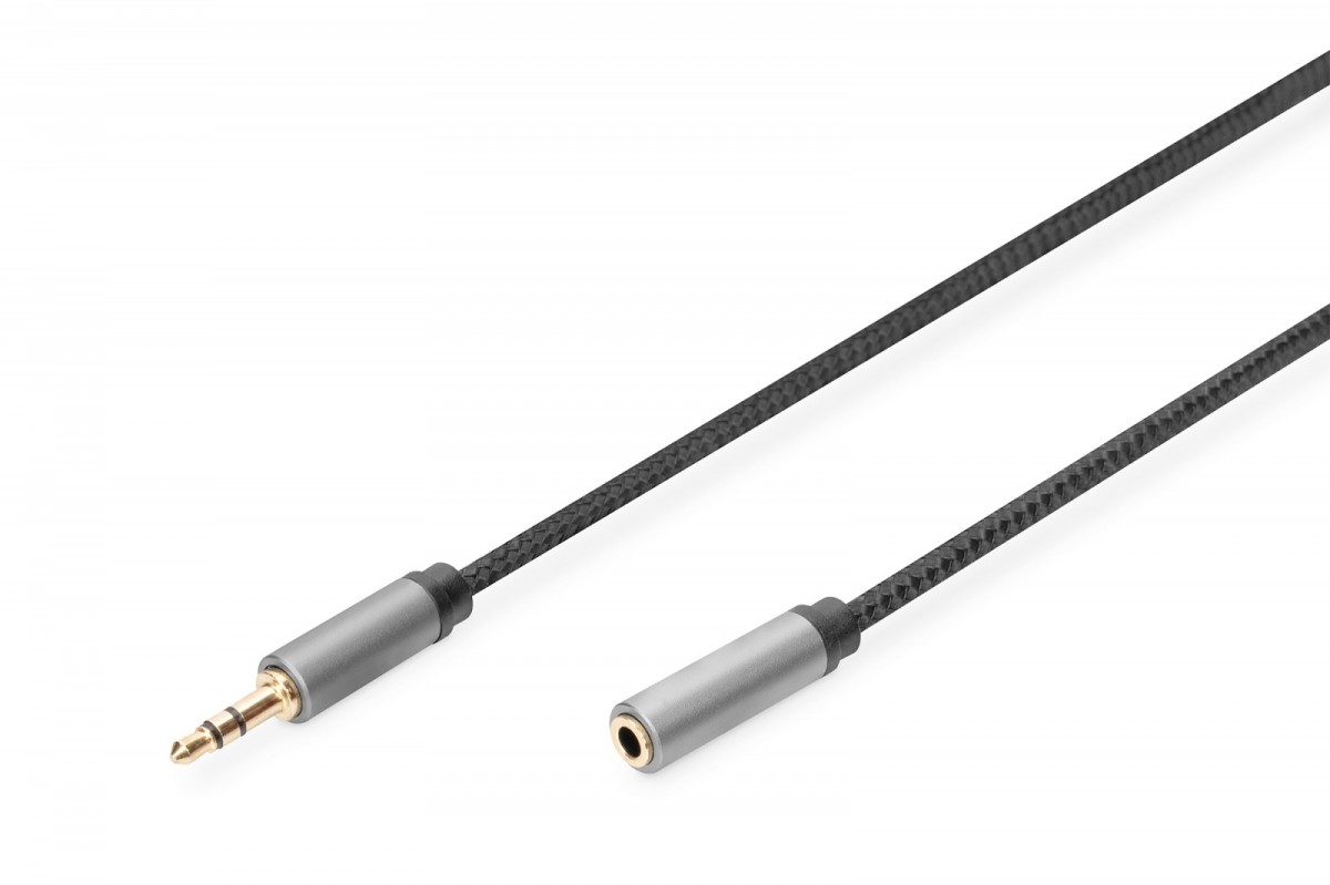 Kabel przedłużający audio MiniJack Stereo Typ 3.5mm/3.5mm M/Ż nylon 1m