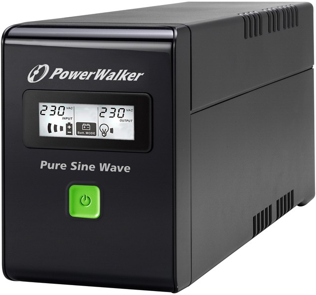 UPS POWER WALKER LINE-INTERACTIVE 600VA 3X IEC 230V,PURE SINE    WAVE,RJ11/45 IN/OUT,USB,LCD (Pełna sinusoida) 