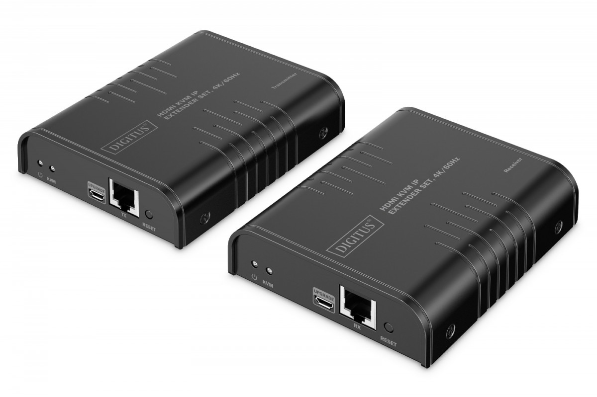 Przedłużacz (extender) po skrętce kat.6 HDMI 4K/60Hz z KVM USB 2.0 przez IP 1G lub do 120m/200m, max. 253 odbiorniki, ekran dotykowy - zestaw