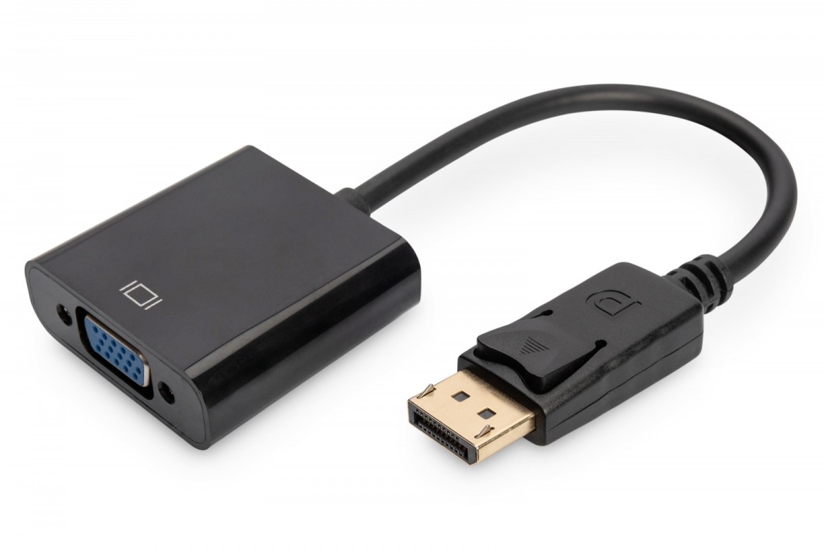 Kabel adapter Displayport z zatrzaskiem 1080p 60Hz FHD Typ DP/DSUB15 M/Ż 0,15m Czarny 