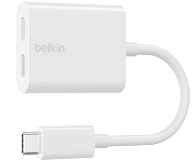 Adapter Dual USB-C Audio + Charge Rockstar białe  