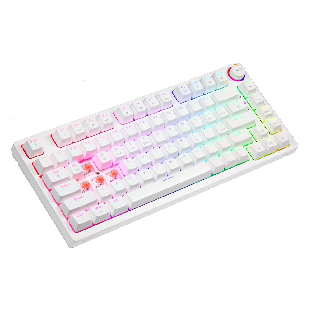 Klawiatura mechaniczna bezprzewodowa PHENIX WHITE Gateron Red Pro, ABS