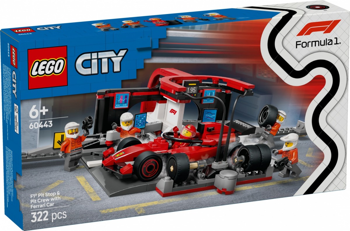 Klocki City 60443 F1 Pit stop i mechanicy z bolidem Ferrari 