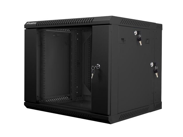 Szafa instalacyjna wisząca dwusekcyjna 19'' 9U 600X600mm czarna 