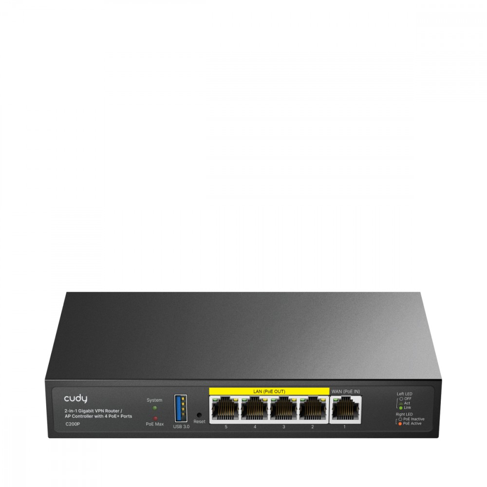 Kontroler AP 2-in-1 SMB Router/ AP Controller 2-IN-1 SMB Router / AP Controller, 1 Gigabit Ethernet + 4 Gigabit PoE+ PSE Por + 1 US