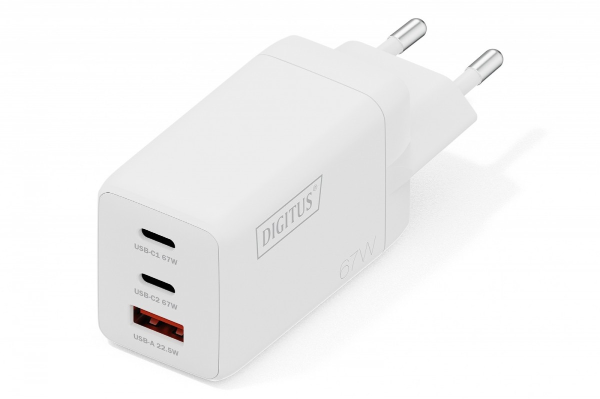 Ładowarka sieciowa GaN II 67W | 2x USB-C, 1x USB-A | PD 3.0, QC 3.0 | Biała