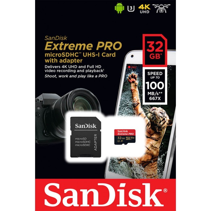 Karta pamięci Extreme Pro microSDHC 32GB 100/90 MB/s A1 V30 
