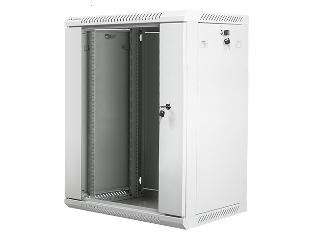 Szafa instalacyjna wisząca 19 cali 15U 600X450mm szara (drzwi szklane)
