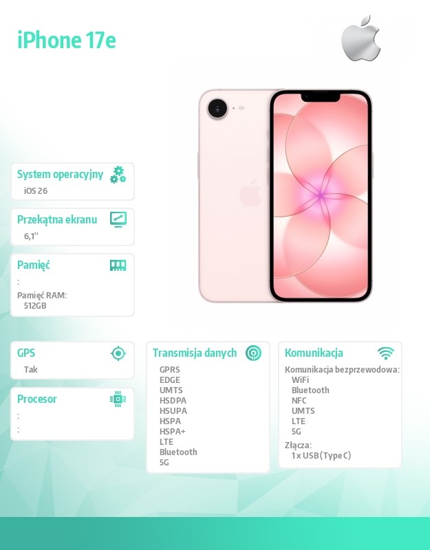 iPhone 17e 512GB Jasnoróżowy