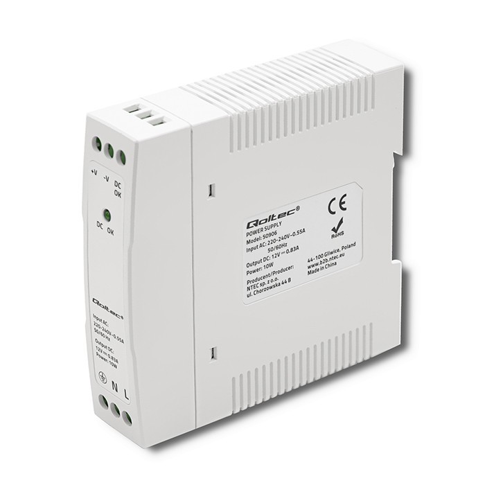 Zasilacz na szynę DIN | 10W | 12V | 0.83A | Biały | Slim 