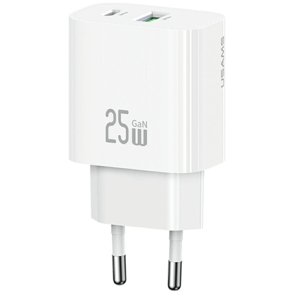 Ładowarka sieciowa 25W 1xUSB-A 1xUSB-A fast charging Biała 