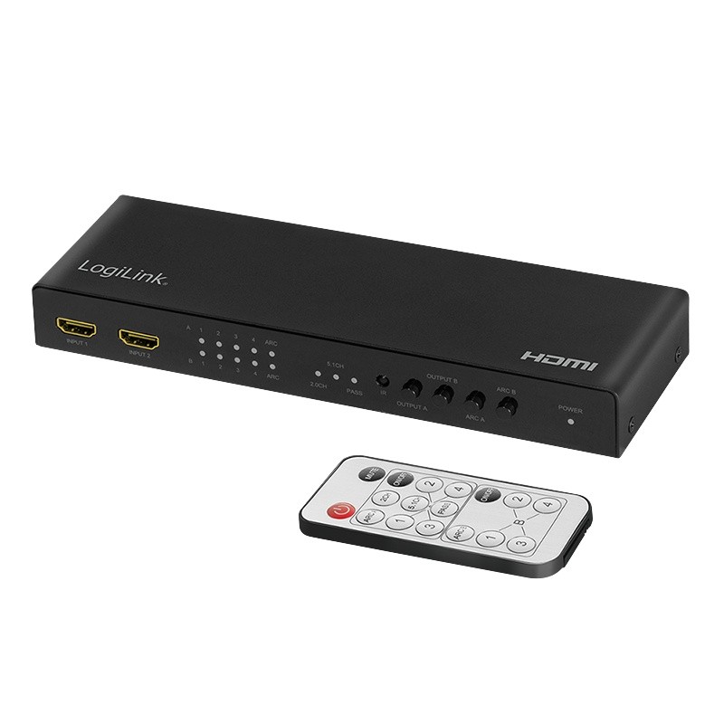 Switch 4x2 HDMI, 4K 60Hz, z pilotem 