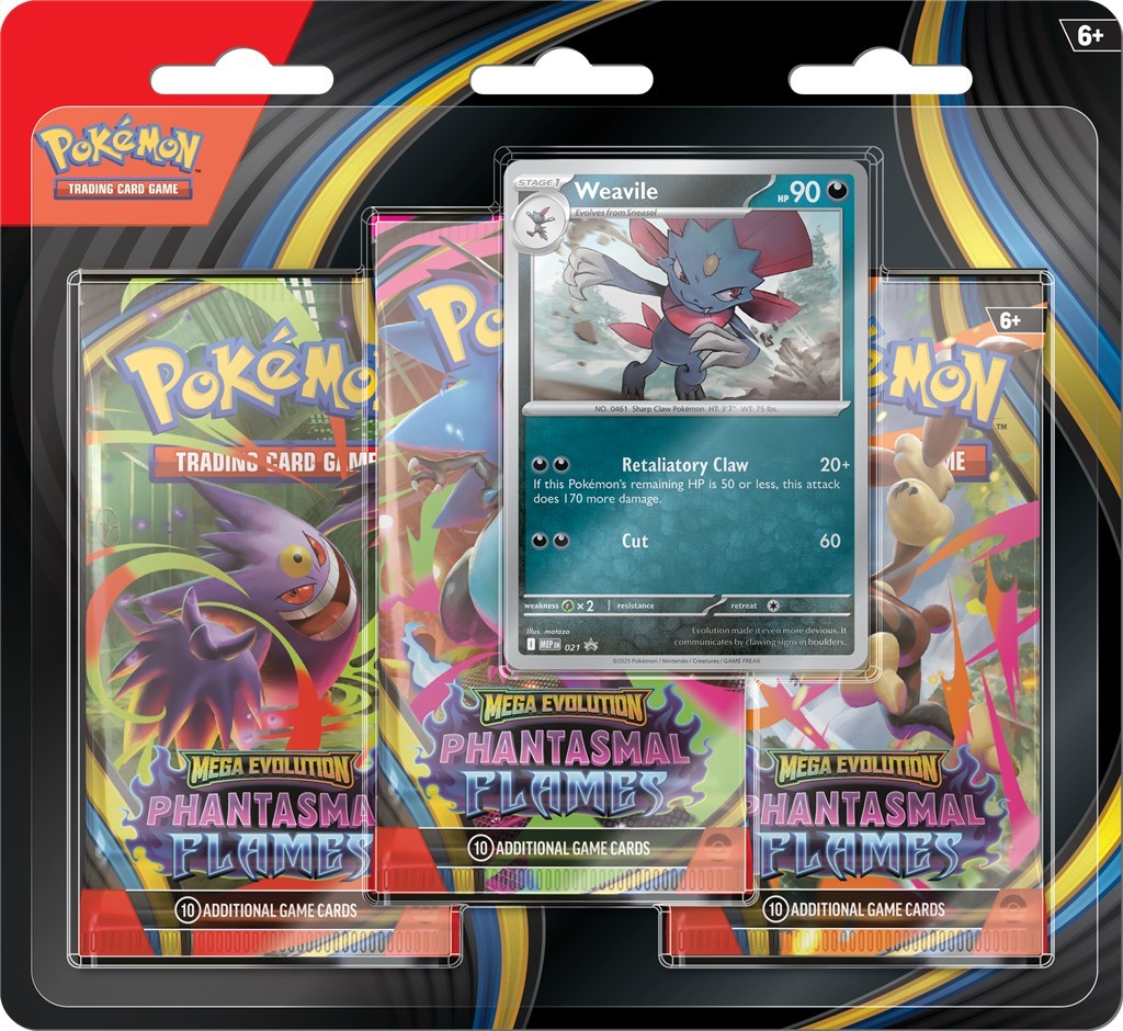 Karty Mega Evolution - Phantasmal Flames - 3-Pack Blister - Weavile