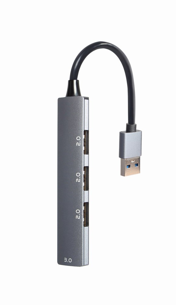 HUB USB 4-Porty (USB3 x 1, USB2 x 3), srebrny 