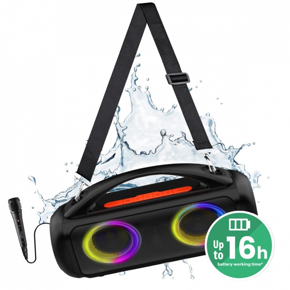 Głośnik POWER AUDIO PRO MT3184 Karaoke/Bluetooth 5.3/TWS/MP3/MicroSD/USB/Jack 6.3/AUX/Equalizer/USB-C/IPX5/RGB/16h/RMS 60W/PMPO 1200W