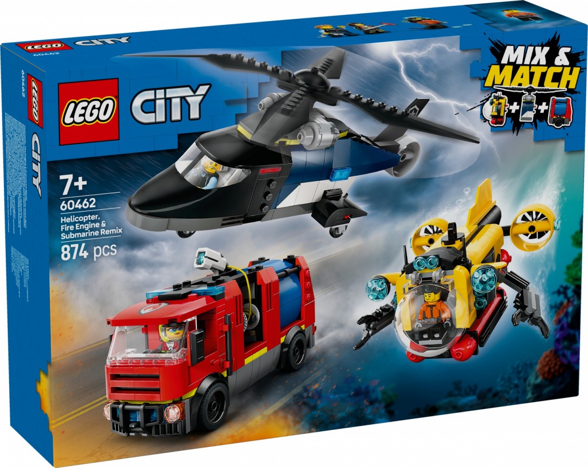 Klocki City 60462 Zestaw z helikopterem, wozem strażackim i łodzią 
